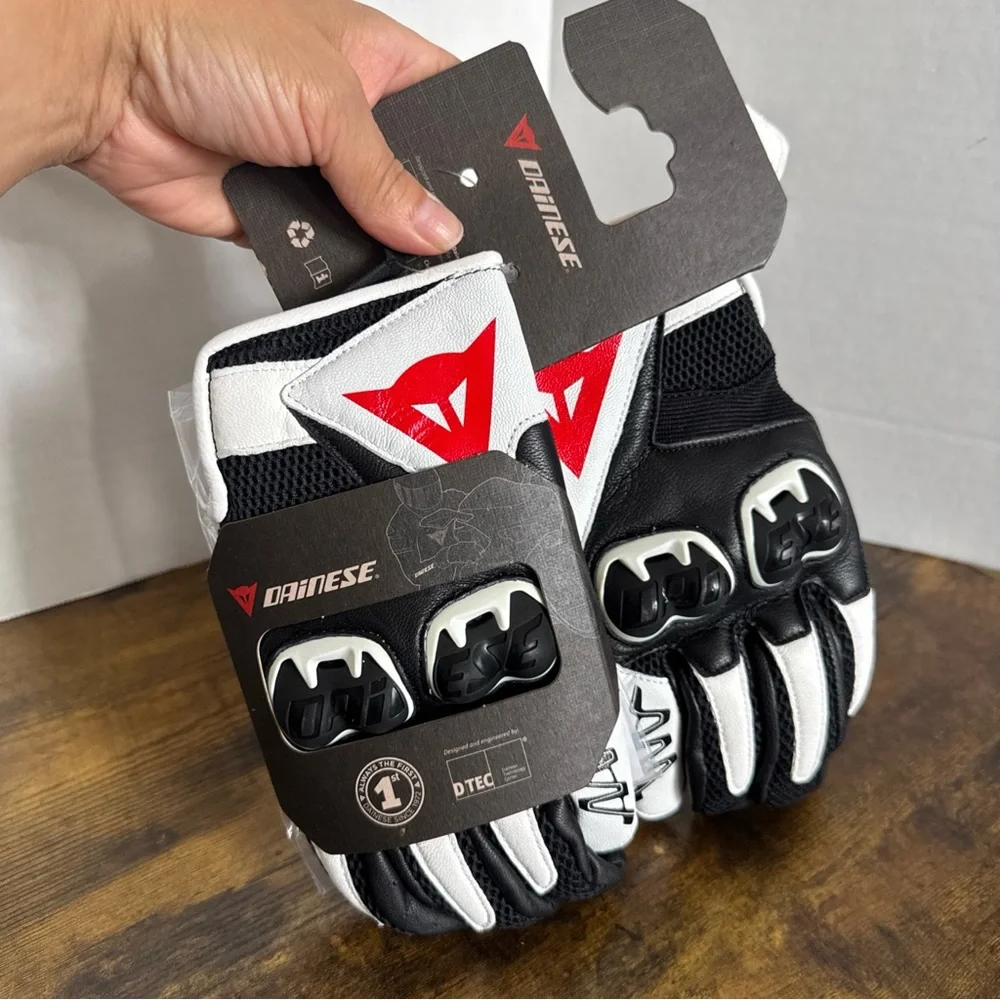 Dainese Leather Motorcycle Gloves Black/White MIG C2 Unisex Gloves Size S NEW - Picture 4 of 6